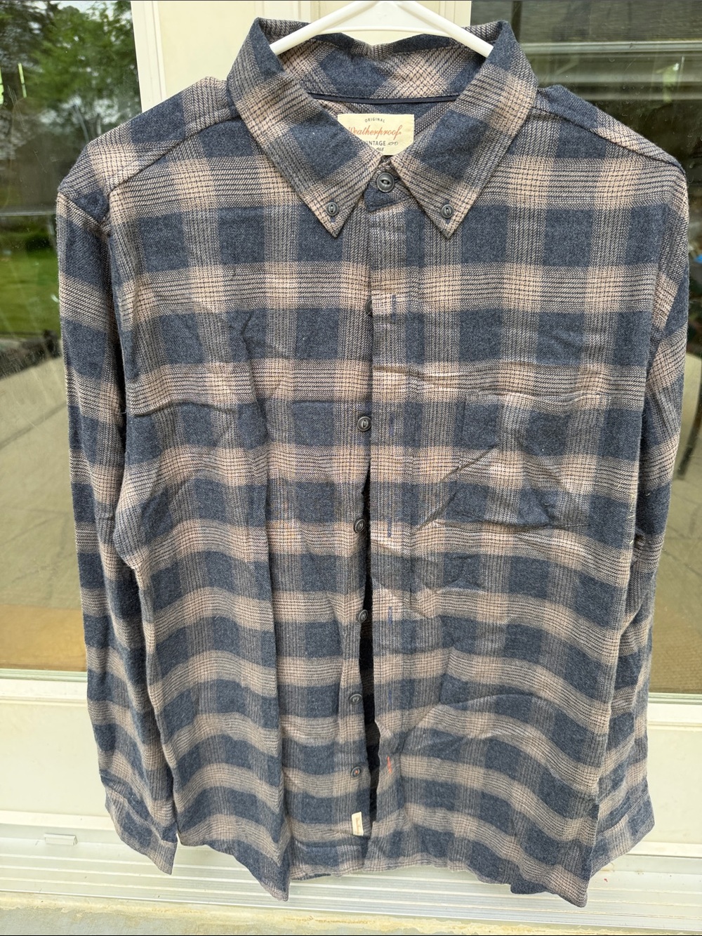 Woolrich Blue and Cream Plaid Button-Down Shirt
